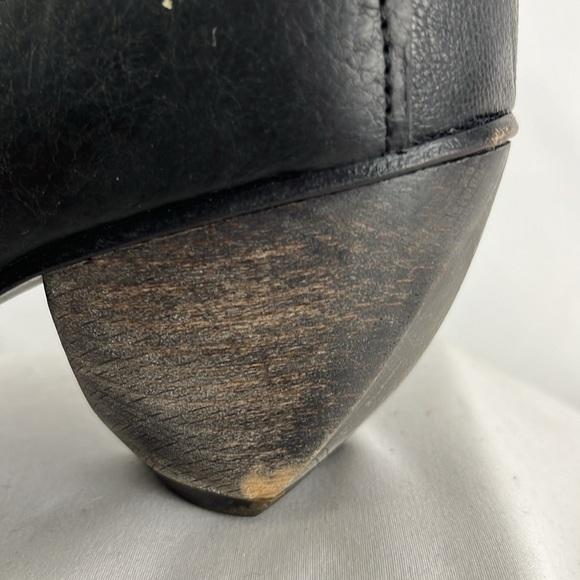 Roda Italian-Made Witchy Black Leather Boots w/ Geometric Wooden Block Heels - Picture 15 of 16